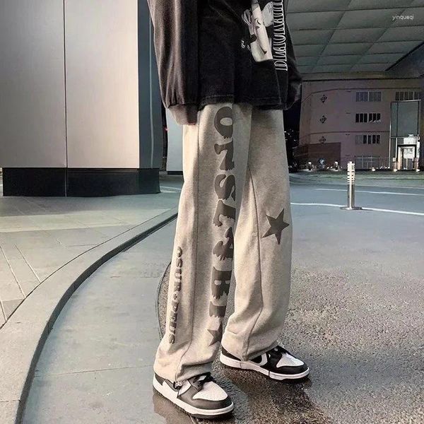 Pantaloni da uomo Pantaloni sportivi Pantaloni grigi hip-hop Gamba larga Uomo Sudore Articoli stile coreano in pantaloni della tuta Y2k