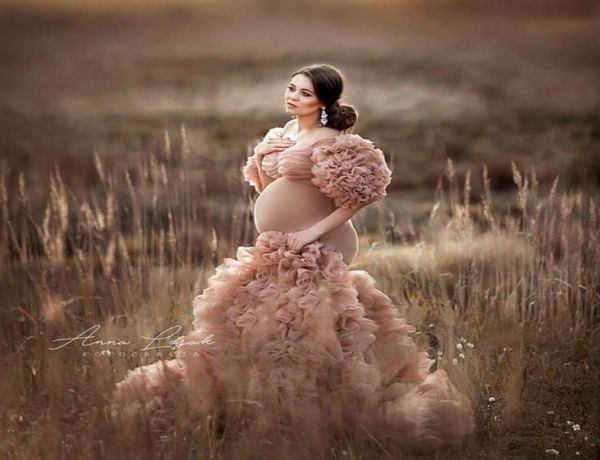 2020 floral babados nupcial vestidos de maternidade sexy fenda manga inchada elástica customizada mulheres sereia vestidos de festa plus size2737796
