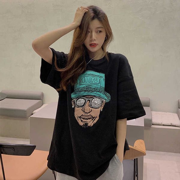 Leichtes Hiphop-Kurzarm-T-Shirt für Damen, Frühlingskleid, lockeres koreanisches Ins-Harajuku-Stil, Bf High Street