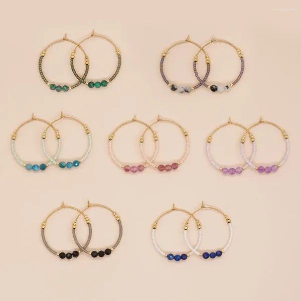 Orecchini a cerchio Go2boho Miyuki Perline per le donne Perline di pietra naturale Orecchini Y2k Accessori Boho Gioielli Regalo Moda colorata Dai