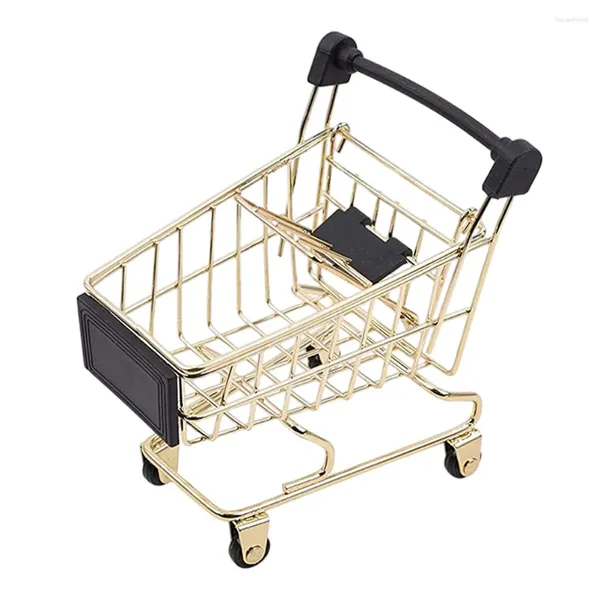 Lagerung Flaschen Baby Zubehör Warenkorb Korb Trolley Modell Goldene Dekor Mini Einkaufen Spielzeug Geburtstag Geschenk