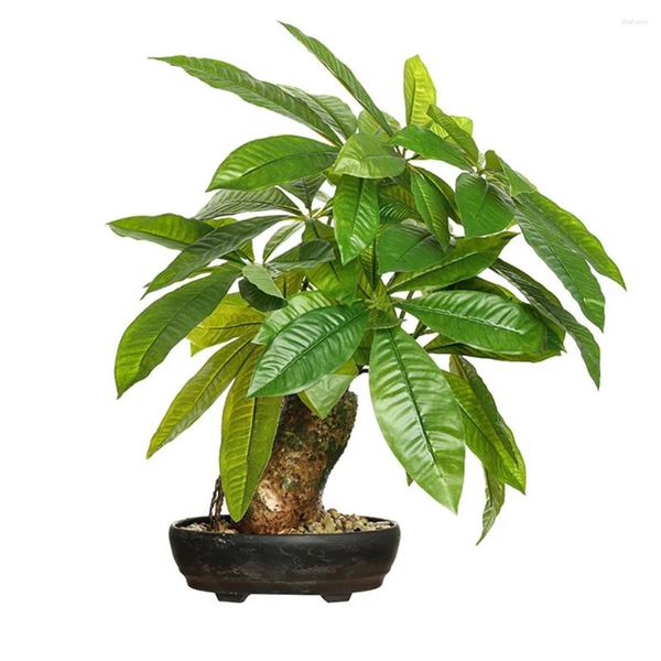 Flores decorativas árvore de dinheiro plantas artificiais 1 pc planta falsa boa sorte vaso de plástico interior espuma frutas