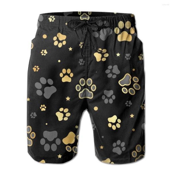 Pantaloncini da uomo Uomo Casual da uomo con coulisse 2024 Pantaloni da spiaggia alla moda estiva Costume da bagno con stampa di cani dorati e stelle