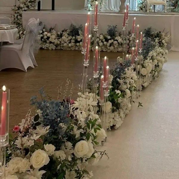 Castiçais 10 pcs) Decoração de casamento Clear Acrílico Pilares Redondos Colunas Pedestal Cilindros Walkway Stand para Evento Corredor Way Backdrop