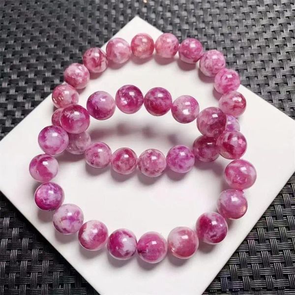 Braccialetti a maglie Bracciale in lepidolite rosa naturale Bracciale da donna Trendy Reiki Guarigione Elastica Yoga Energia Bracciale Gioielli Regalo 1 pz 10 / 12,5 MM