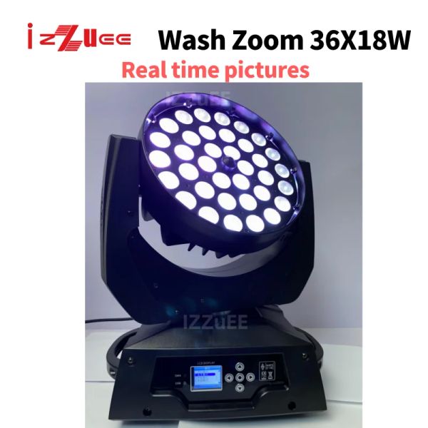 Imposto gratuito 2x LED WASH ZOOM 36X18W LUZ DE CABEÇA DE MOVIMENTO RGBWAUV 6in1 com Flightcase Lyre Stage Equipment DJ Party Nightclub Stage