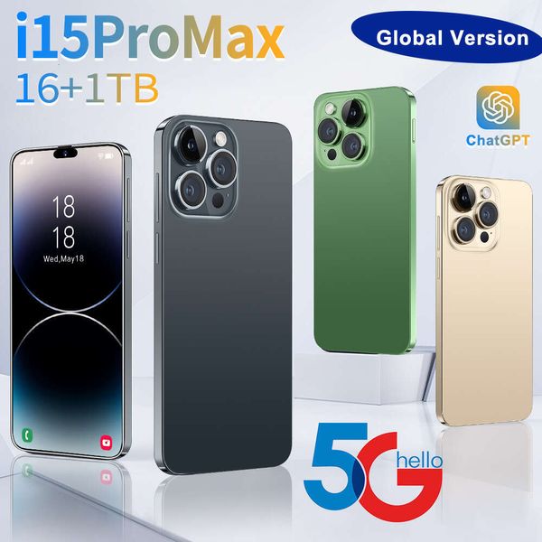 Ponto de comércio exterior cross-border telefone móvel i15 pro max tela gota de água 16 + 1t android smartphone entrega direta da fábrica