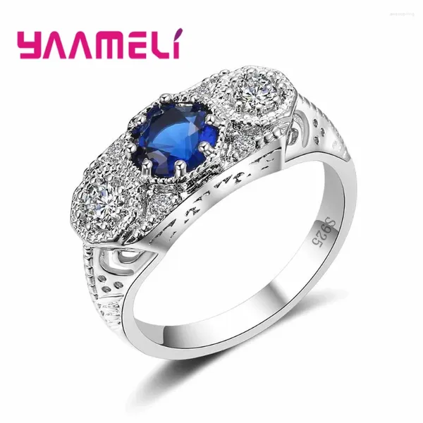 Clusterringe blaue Zirkonia Yaamelidelicat Crystal Cocktail Party Schmuck für Frauen Größe 6 7 8 9 10 Großhandel