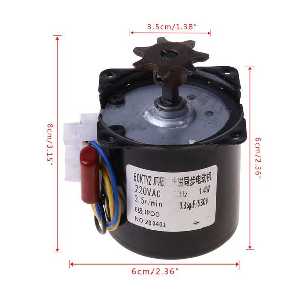 220V AC Yumurtalar Turner Motor İnkübatör Motoru Tersinir Dişli Bileşenler 2.5R/Dk