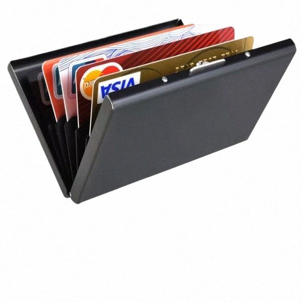 1pc Titular do cartão Homens RFID Bloqueio de alumínio Metal Slim Wallet Mey Bag Anti-scan Titular do cartão de crédito Thin Case Small Male Wallet 853f #