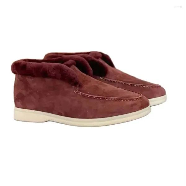 Sapatos casuais inverno quente moda camurça pele de couro mulheres vestido caminhada festa apartamentos mocassim negócios homens mocassins tamanho 35-46