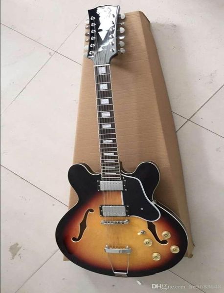 Whole Cheap China Guitar Neuankömmling 12-saitige E-Gitarre ES-Modell in Sunburst 1611025214955