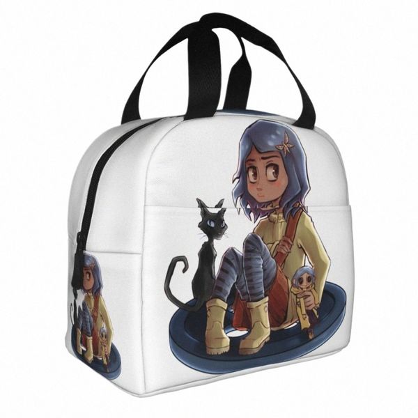 Coraline Unravel 5sh4elbrw1i Pranzo al sacco isolato Grande pranzo Ctainer Borsa termica Borsa per il pranzo Tote Scuola Picnic Borse per la conservazione degli alimenti K8OT #