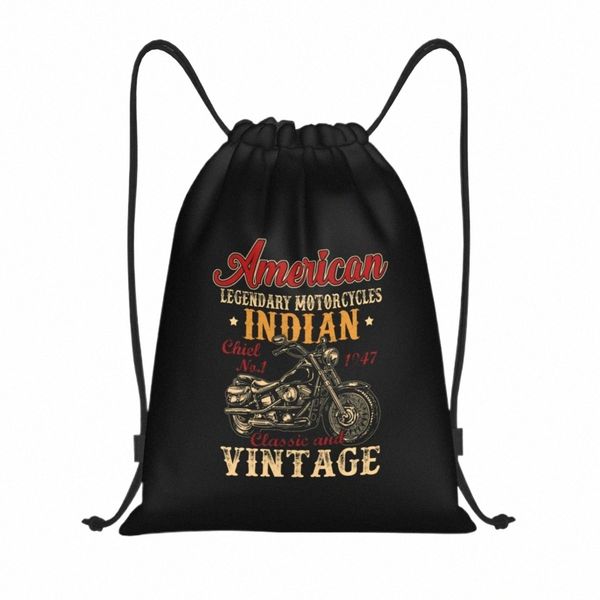 Retro Vintage American Motorcycle Indian für Old B Kordelzug Taschen Sporttasche Hot Lightweight m7Vy #