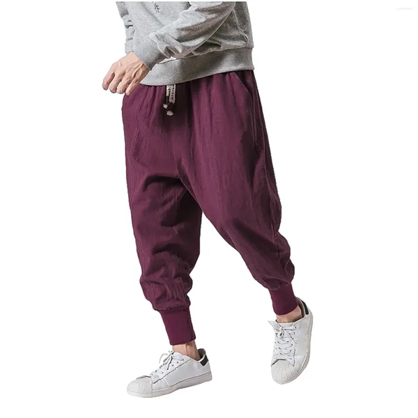 Männer Hosen Elastische Taille Harem Männer Casual Drop-Crotch Solide Jogger Biker Workout Wandern Mann Hosen Y2k Kleidung Gym arbeit Pantalones