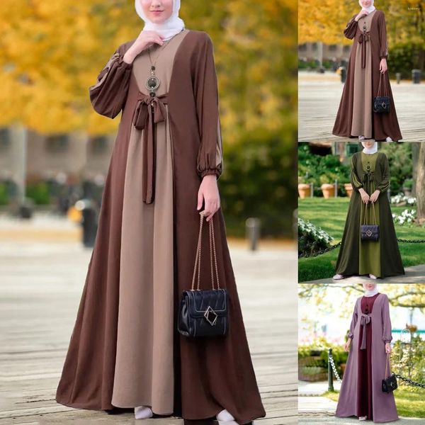 Roupas étnicas Eid Luxo Abaya Kimono Hijab Vestido Muçulmano para Mulheres 2024 Verão Moda Lace Up Aberto Dubai Party Turquia Islam Kaftan Robe