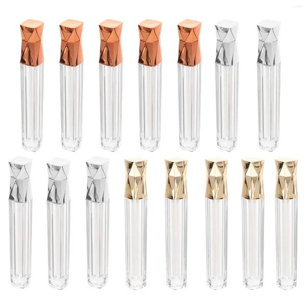 Bottiglie di stoccaggio 15 pezzi Tubo per rossetto Gloss Ricaricabile Tubi per smalti per labbra Contenitore per forniture Plastica Sfumatura di colore