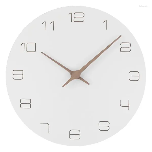 Relógios de parede redondo relógio de madeira bateria operado silencioso não-ticking 11 polegadas para escritório cozinha quarto sala de estar