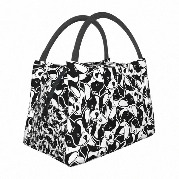 carto Lunchbox mit französischer Bulldogge, Muster für Damen, süßer Hund, Kühler, Thermo-Futter, isolierte Lunchtasche, Reisen, Arbeit, Pinic Ctainer y18Z#