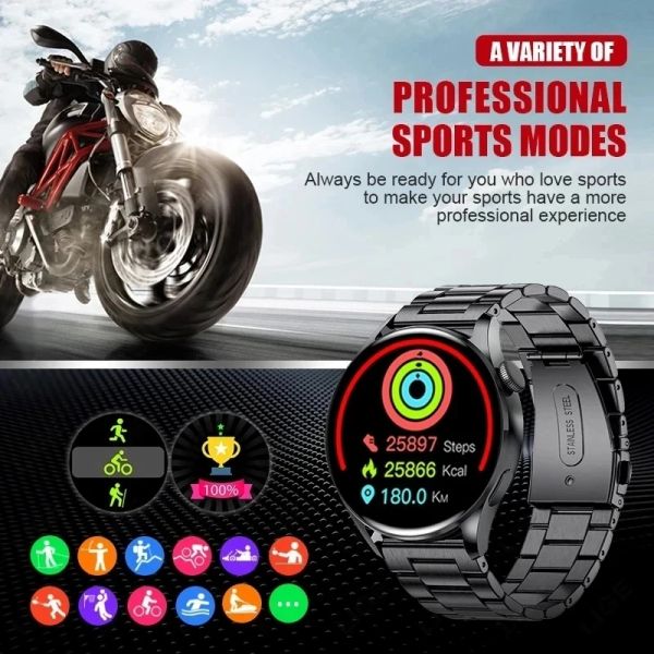 2024 New GPS Sports Track Men GT4 Pro Smart Watch NFC Bluetooth Call Smartwatch 454*454 HD Relógio de tela de toque AMOLED