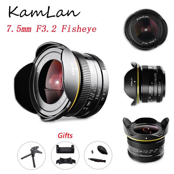 Kamlan 75mm F32 Fisheye lens Büyük Aziz APSC M4OUNT GH3 GH4 GH5S Kamera 240327 için geniş açılı lensler