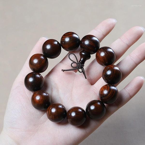 Pulseira Natural Redwood 10/12/15/18/20mm Contas de Madeira Pulseira Tibetana Budista Jóias Homens Mulheres Meditação Oração De Madeira