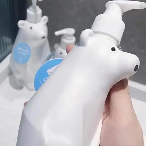 Flüssigseifenspender Bear Cute Pump Shampoo/Hand Nachfüllbar 450 ml Lotion S Sanitizer Weiße Flasche Polar Badezimmer