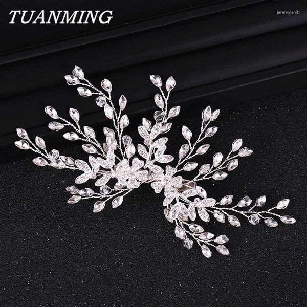 Grampos de cabelo strass cabeça de noiva ornamentos artesanais strass flor clipe de casamento presilhas acessórios para cabeça