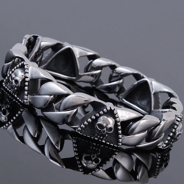 Bracciali Bracciali da uomo all'ingrosso Punk Rock Bracciale a catena con testa di teschio per uomo Big Size 23CM 9 