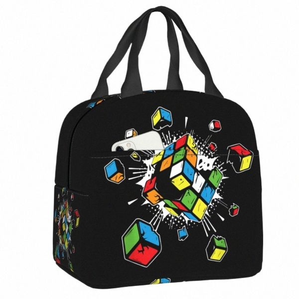 che esplode Rubix Rubiks Magic Cube Resuable Lunch Box Regalo di matematica Dispositivo di raffreddamento termico per alimenti Borsa da pranzo isolata Bambini in età scolare m7E7 #