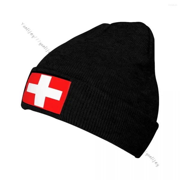 Baskenmütze, Strickmütze für Männer und Frauen, Flagge der Schweiz, dicke Wintermütze