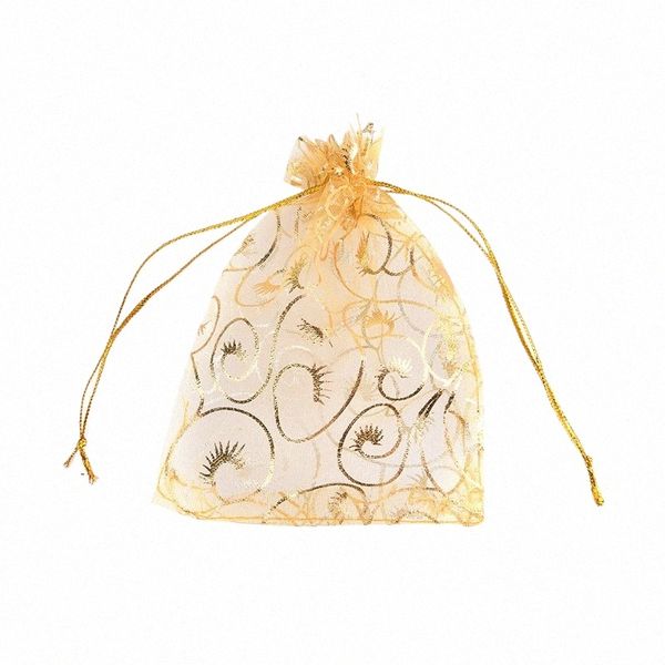 100 pz / lotto 9x12 cm Fi Organza con coulisse sacchetto regalo sacchetti regalo borsa belle borse per imballaggio gioielli all'ingrosso S2ye #