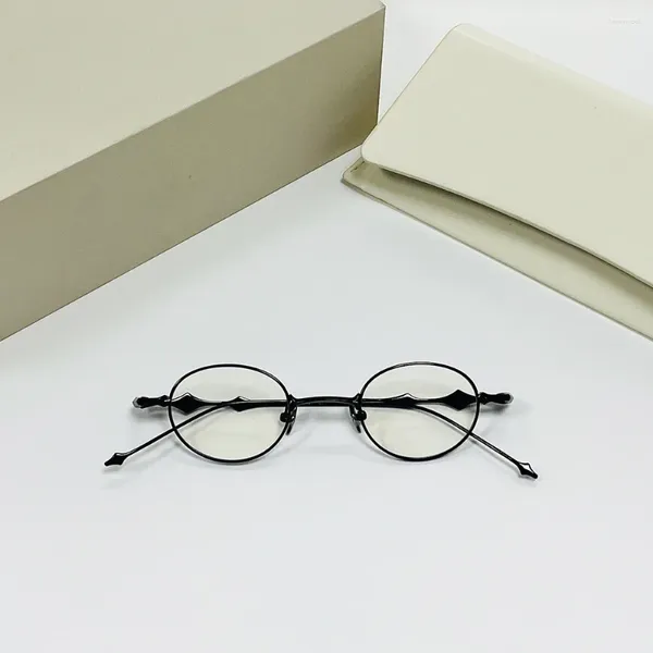 Óculos de sol quadros 2024 nicho personalizado puro titânio óculos quadro para mulheres circular pequena miopia leitura prescrição homens