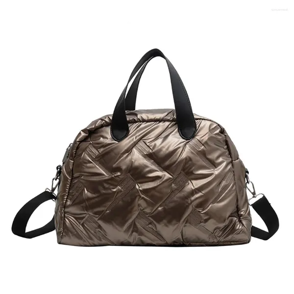 Bolsa feminina acolchoada com cordão, grande capacidade, versátil, bolsa hobo, alça casual, ajustável, compras de inverno