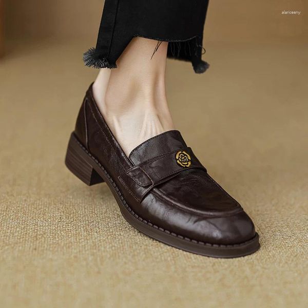 Scarpe casual Mocassini da donna Mocassini con punta tonda Stile semplice Calzature da donna quotidiane Pelle di pecora Slip On Donna Primavera Autunno