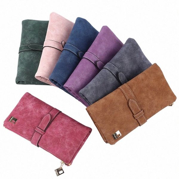 Mulheres Carteira Coin Purse PU Matte Duas Dobras Carteiras Zipper Móvel Phe Design Titular do Cartão Senhoras Embreagens Carteira v8PU #