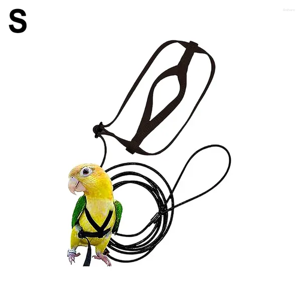 Outros suprimentos de pássaros Acessórios Parrot Harness Leash Treinamento Ajustável Corda Flying Tração Nylon Black Straps Band Vest 1 pc