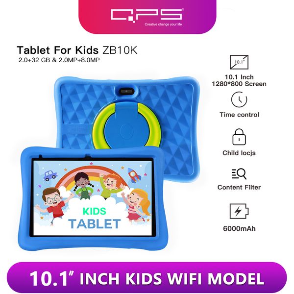 QPS 10 -Zoll -Kinder -Tabletten Android 11 1280*800 HD OUAD CORE WiFI 2 GB 32 GB 6000MAH Tabletten de 10 Pulgadas Baratas y Buenas