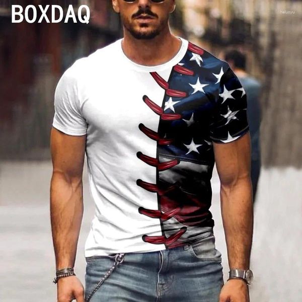 T-shirt da uomo Personalità di grandi dimensioni Top T-shirt con stampa baseball 3D 2024 Uomini estivi Manica corta O-Collo Sport casual