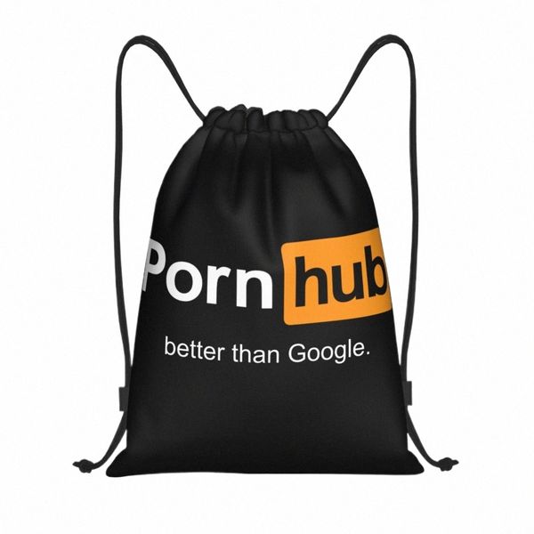 pornhub Logo Backpack Drawstring Sports Bags Gym Bag String Sackpack para viagens P50x #