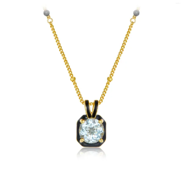 Correntes atacado jóias finas natural topázio gemstone colar 925 prata banhado a ouro de alta qualidade para mulheres