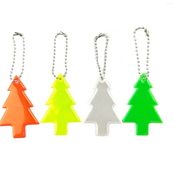 Chaveiros Chaveiro de PVC com refletor de segurança de pingente de árvore de Natal visível para bolsas de jaquetas de animais de estimação