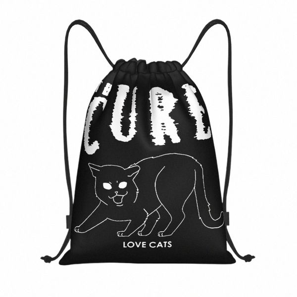 cura Rock Band Love Cats Cordão Mochila Sports Gym Bag String Sackpack para Ciclismo i2k0 #