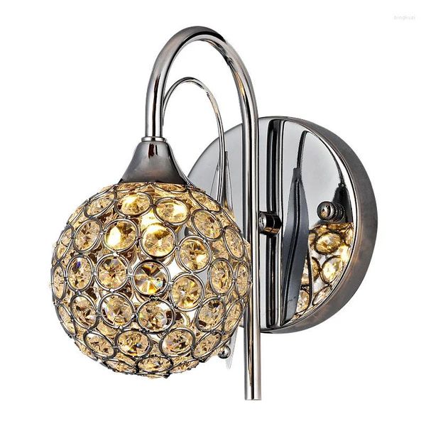 Lampada da parete Moderna sfera di cristallo Camera da letto Comodini Corridoio Balcone Corridoio Sconces Apparecchio di illuminazione frontale a specchio