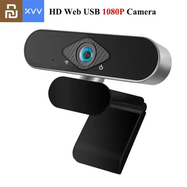 Controlla Youpin Xiaovv 1080P Webcam con microfono Telecamera HD USB grandangolare da 150 ° Computer portatile Webcast per Zoom YouTube Skype FaceTime