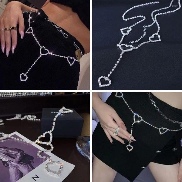 Gürtel Hohl Strass Herz Tanga Taille Kette Für Frauen Personalisierte Höschen Unterwäsche Körper Schmuck J5A0