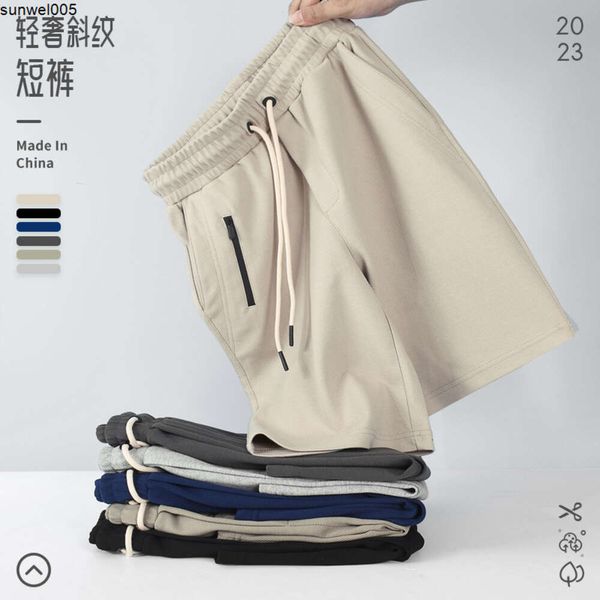 Designer-Shorts verkaufen sich gut.Sommer leichte Luxus-Twill-Strick-Fake-Reißverschluss-Kordelzug-Fünf-Punkt-Freizeithosen-Shorts für Männer