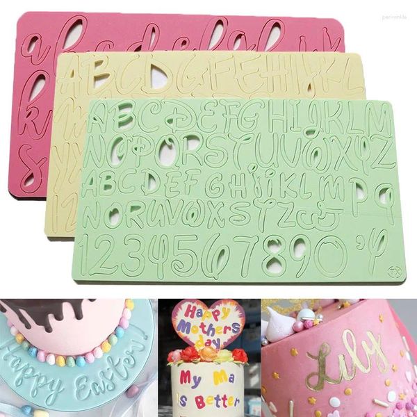 Moldes de cozimento ferramenta de bolo capital alfabeto número em relevo carta cortador molde menino menina biscoito selo fondant ferramentas de decoração