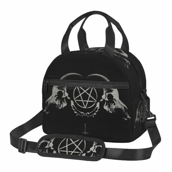 Pentagramma Satanico Occulto Chiesa di Satana Capra Goth Borse pranzo Riutilizzabili Bento Bag isolate Borse termiche per alimenti per lavoro L7A5 #