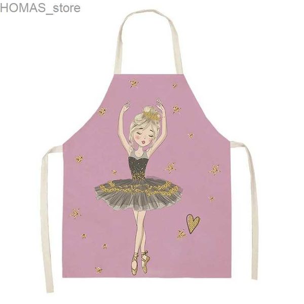 Grembiuli Nuovo cartone animato cartoni animati stampa stampa del grembiule da grembiule Cafe Apron Apron Decorazione per la casa forniture per la pulizia degli strumenti antiventi Y240401